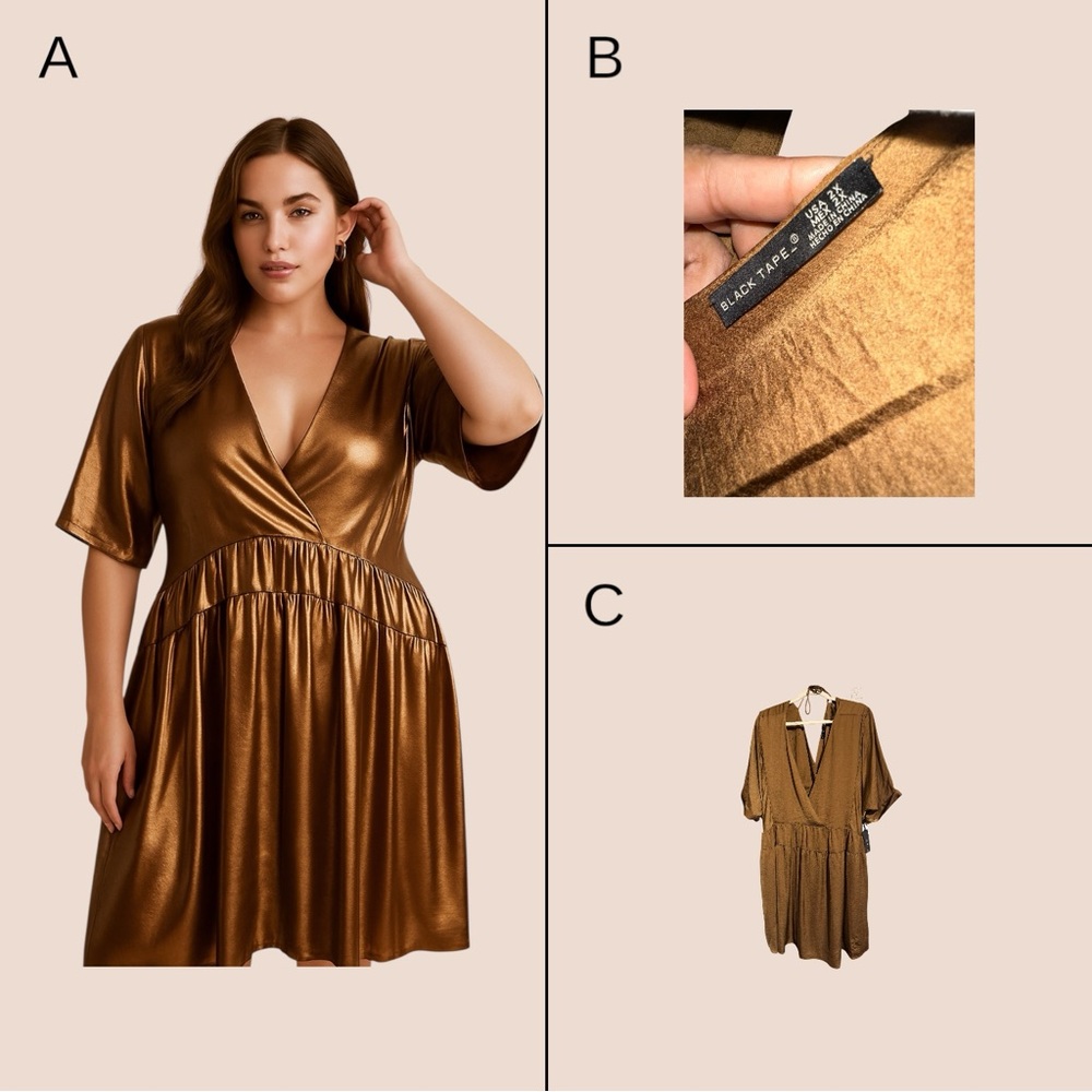 Black Tape - Bronze Wrap Dress